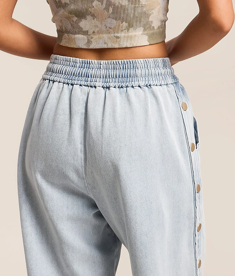 High Rise Wide Leg Baggy Side Snap Jean