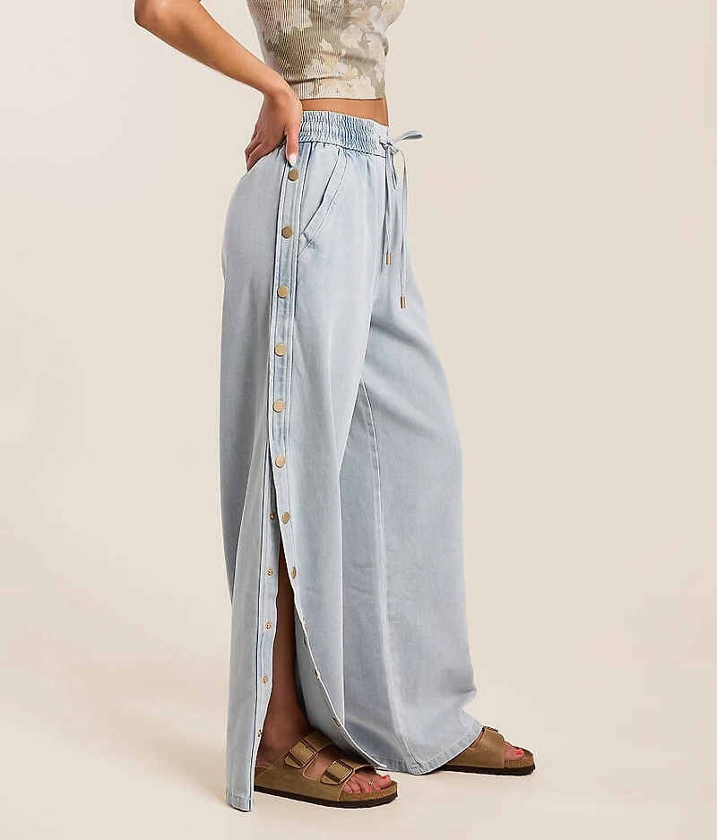 High Rise Wide Leg Baggy Side Snap Jean