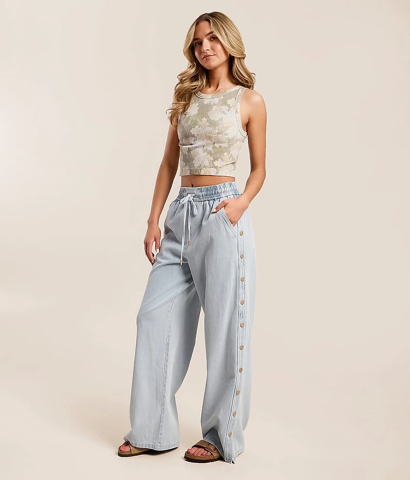 High Rise Wide Leg Baggy Side Snap Jean