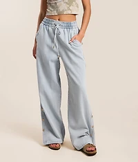 High Rise Wide Leg Baggy Side Snap Jean