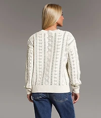 Pointelle Striped Sweater