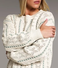 Pointelle Striped Sweater