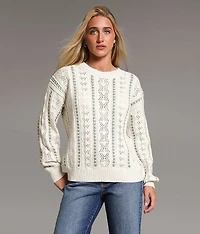 Pointelle Striped Sweater