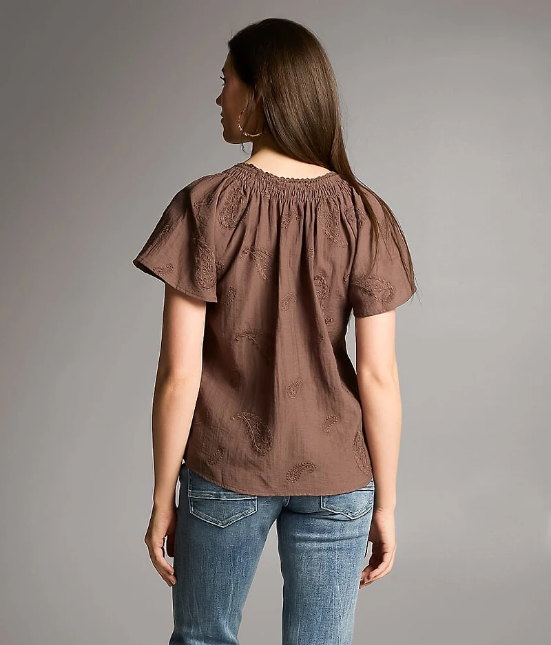 Embroidered Paisley Top