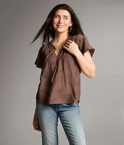 Embroidered Paisley Top