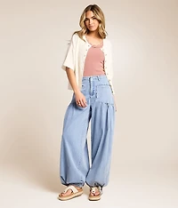 High Rise Wide Leg Cinch Stretch Pant
