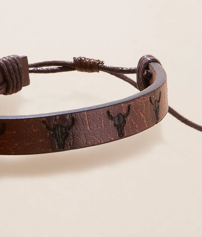 Steer Stamped Leather Bracelet