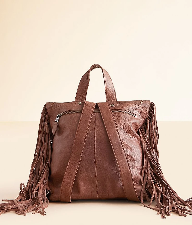 Gwen Indie Walnut Leather Fringe Backpack