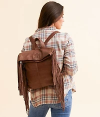 Gwen Indie Walnut Leather Fringe Backpack
