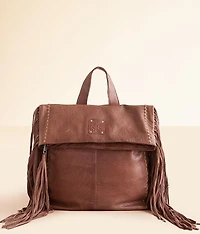 Gwen Indie Walnut Leather Fringe Backpack