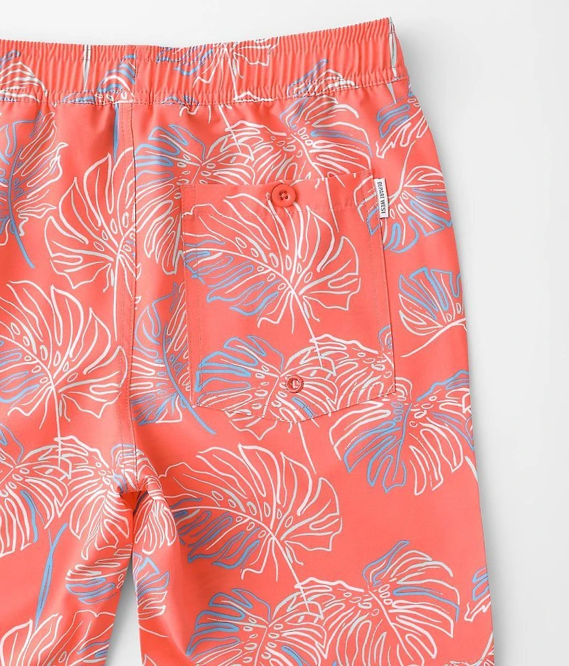 Boys - Neon Leaf Stretch Swim Trunks
