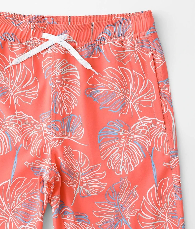 Boys - Neon Leaf Stretch Swim Trunks