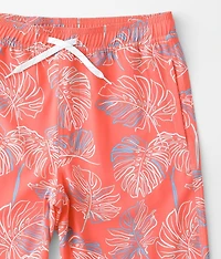 Boys - Neon Leaf Stretch Swim Trunks
