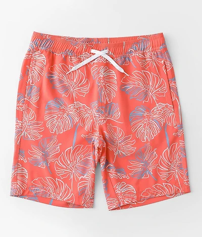 Boys - Neon Leaf Stretch Swim Trunks