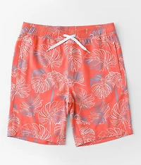 Boys - Neon Leaf Stretch Swim Trunks