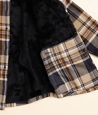 Boys - Plaid Fleece Hooded Shacket