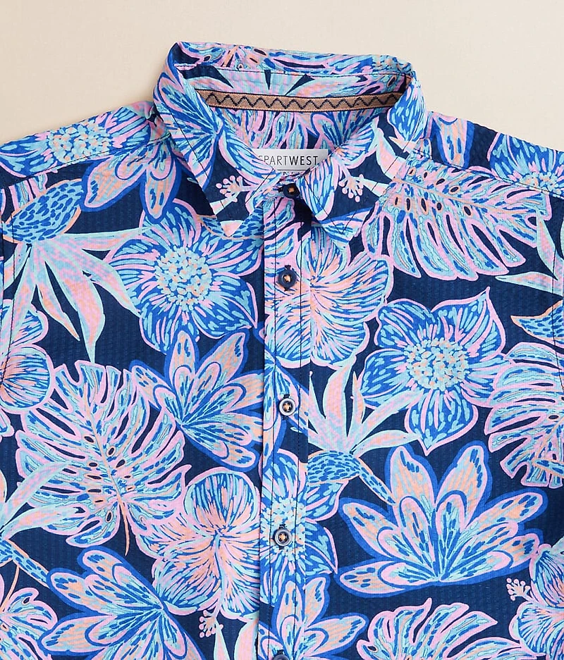 Boys - Tropical Seersucker Performance Shirt