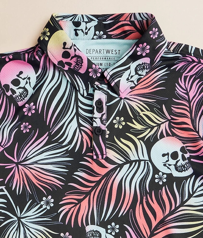 Boys - Tropical Skull Performance Polo