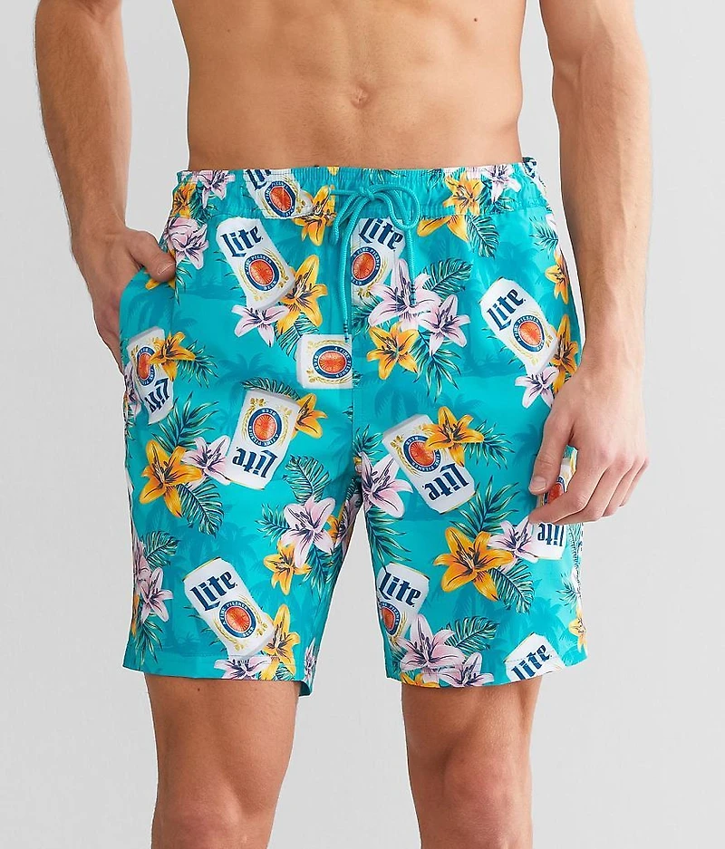 Miller Light® Palms & Lillies Stretch Swim Trunks