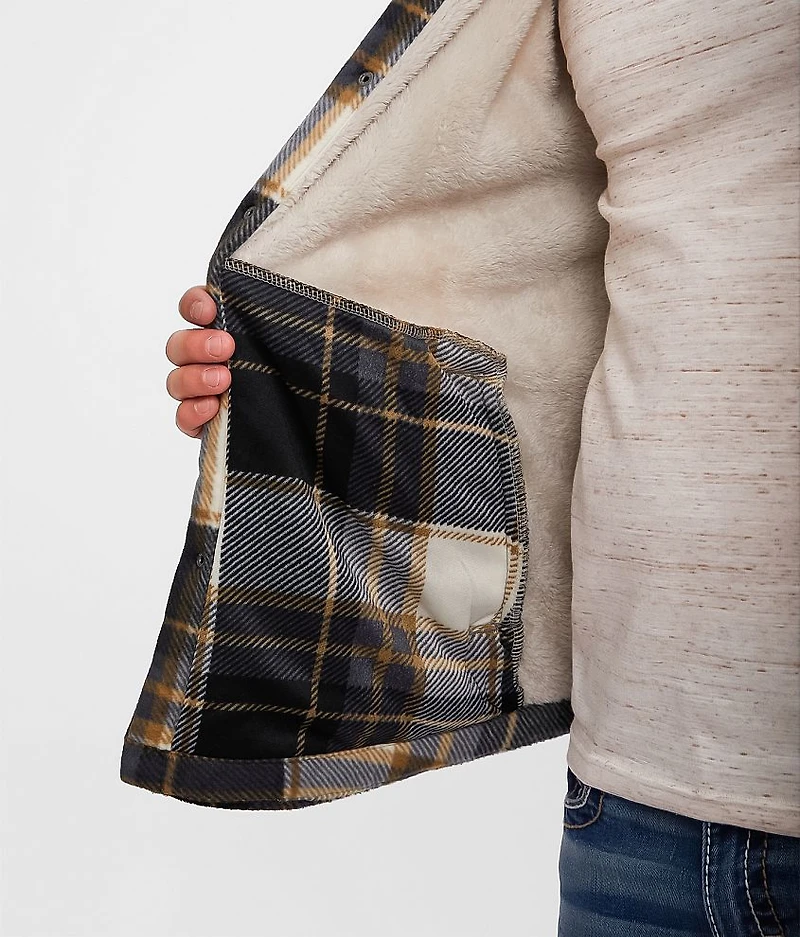 Plaid Fleece Hooded Shacket