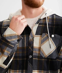 Plaid Fleece Hooded Shacket