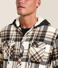 Plaid Fleece Hooded Shacket