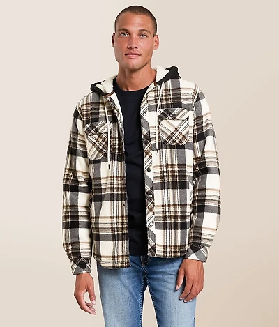 Plaid Fleece Hooded Shacket