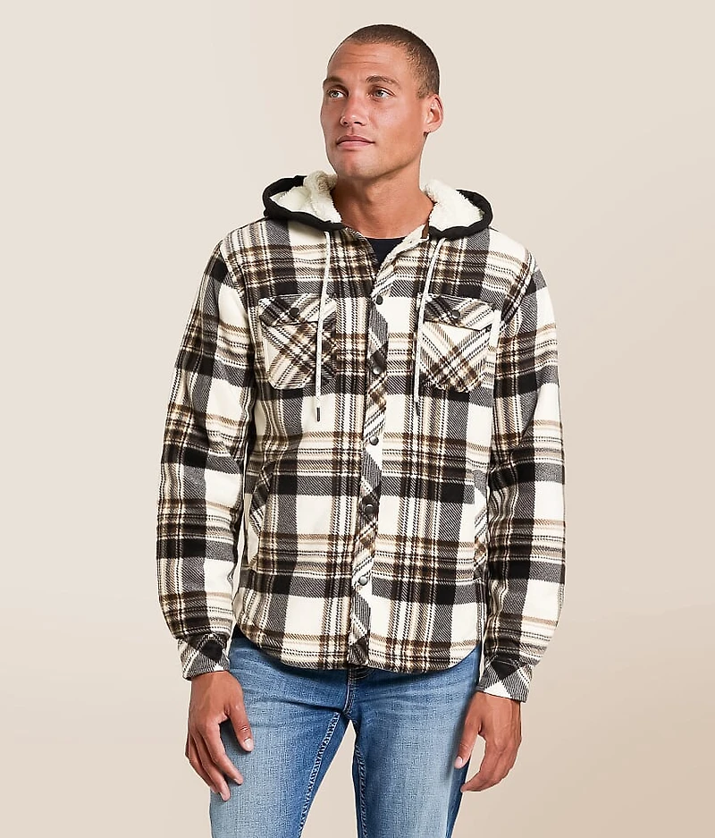 Plaid Fleece Hooded Shacket
