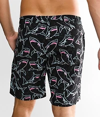Neon Shark Stretch Swim Trunks