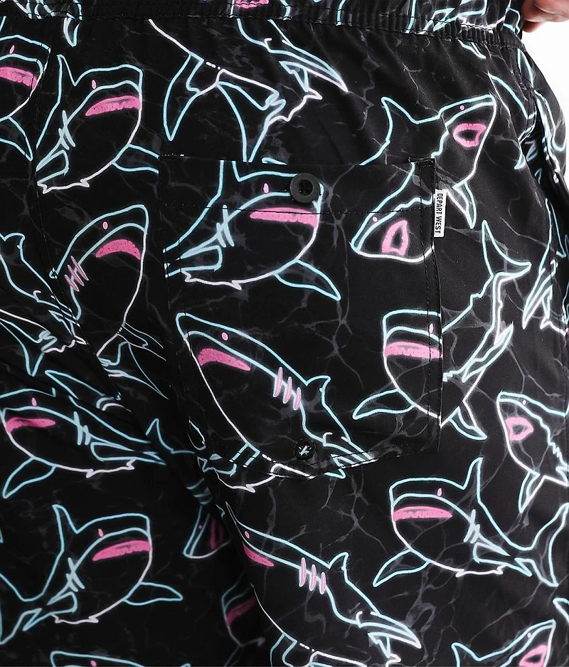 Neon Shark Stretch Swim Trunks