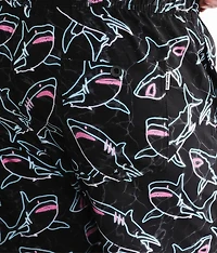 Neon Shark Stretch Swim Trunks