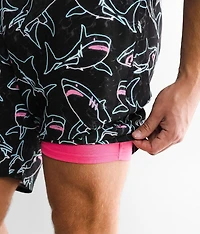 Neon Shark Stretch Swim Trunks
