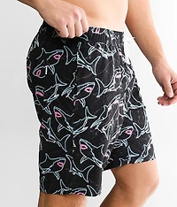 Neon Shark Stretch Swim Trunks