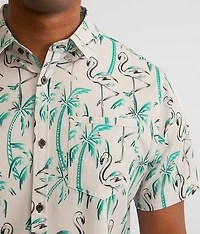 Flamingo Print Performance Stretch Shirt