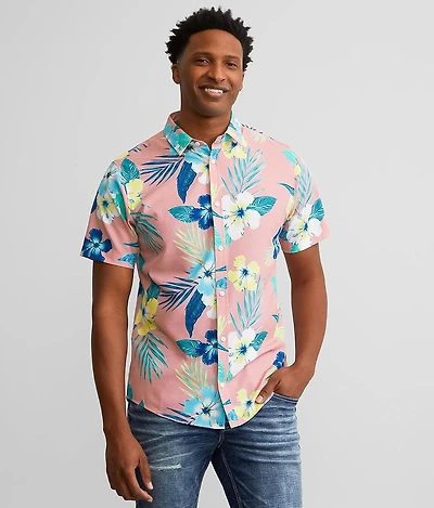 Tropical Print Performance Stretch Shirt