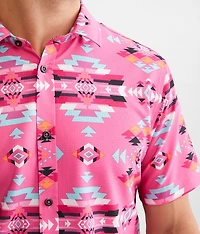 Retro Print Performance Stretch Shirt