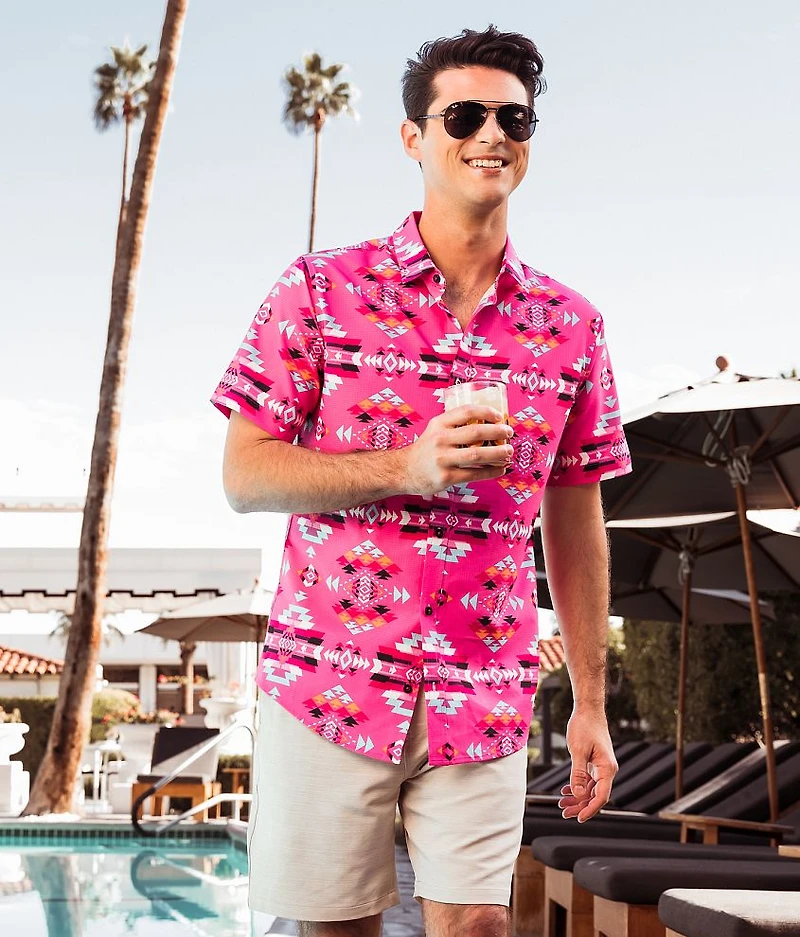 Retro Print Performance Stretch Shirt