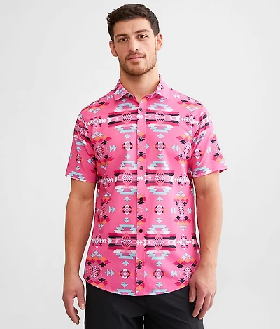 Retro Print Performance Stretch Shirt