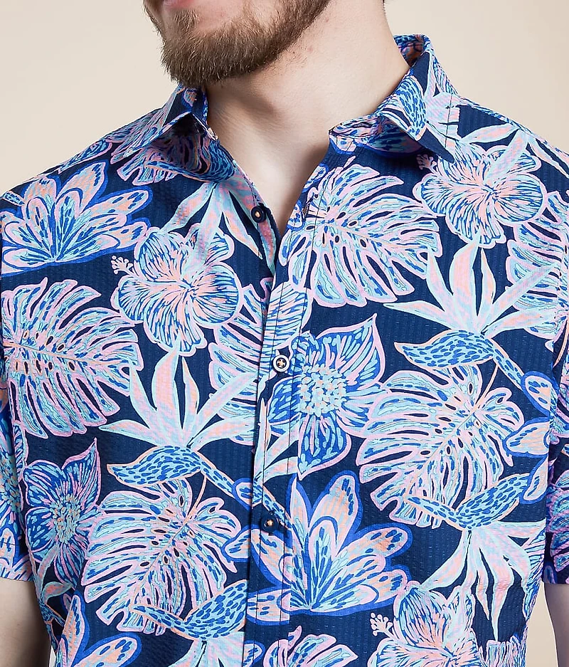 Tropical Seersucker Athletic Performance Shirt