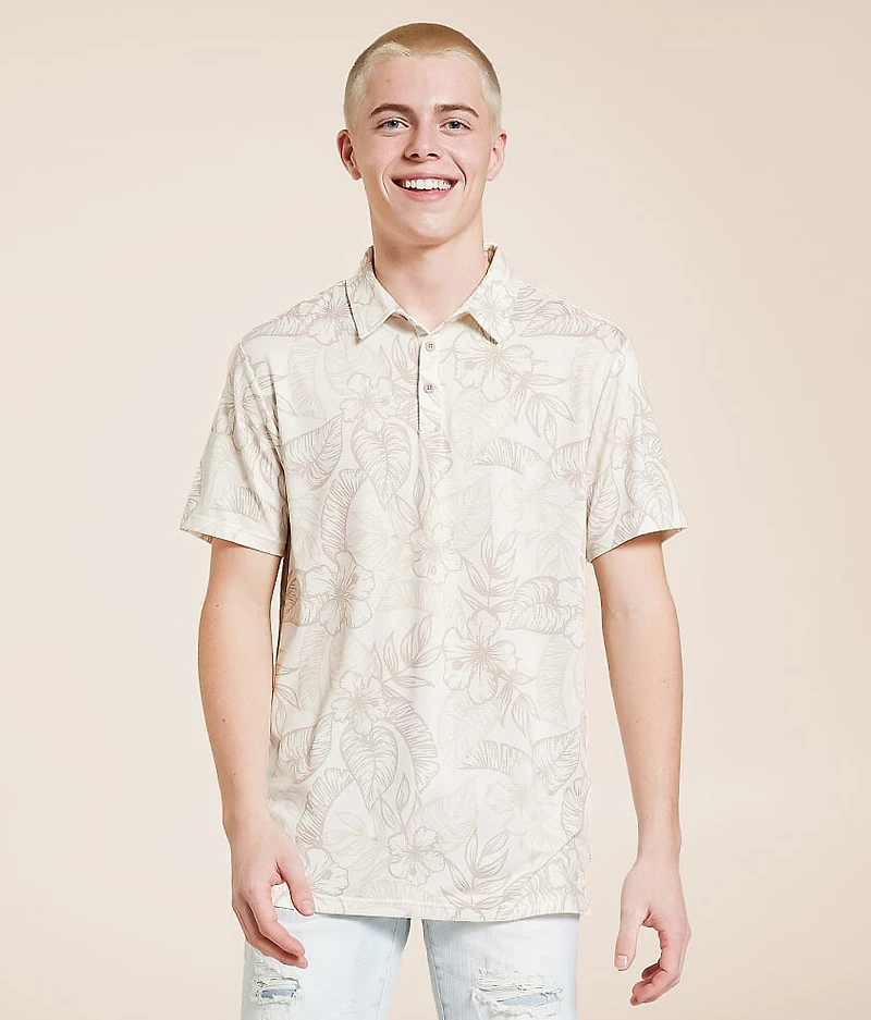 Tropical Floral Performance Polo