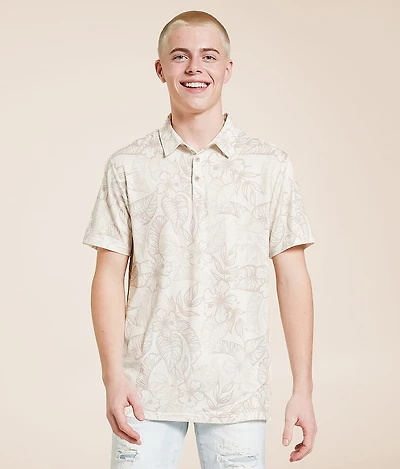 Tropical Floral Performance Polo