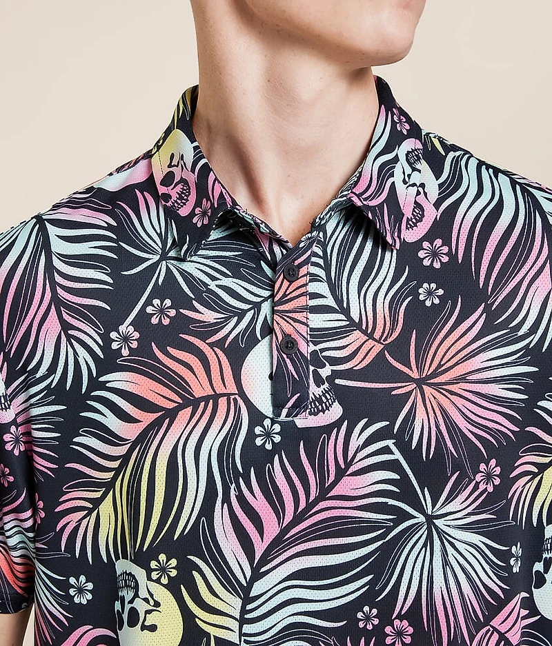 Tropical Skull Performance Polo