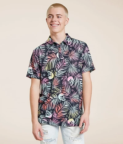 Tropical Skull Performance Polo