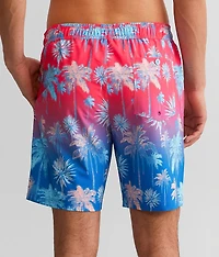 Tropical Print Stretch Swim Trunks