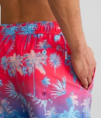 Tropical Print Stretch Swim Trunks