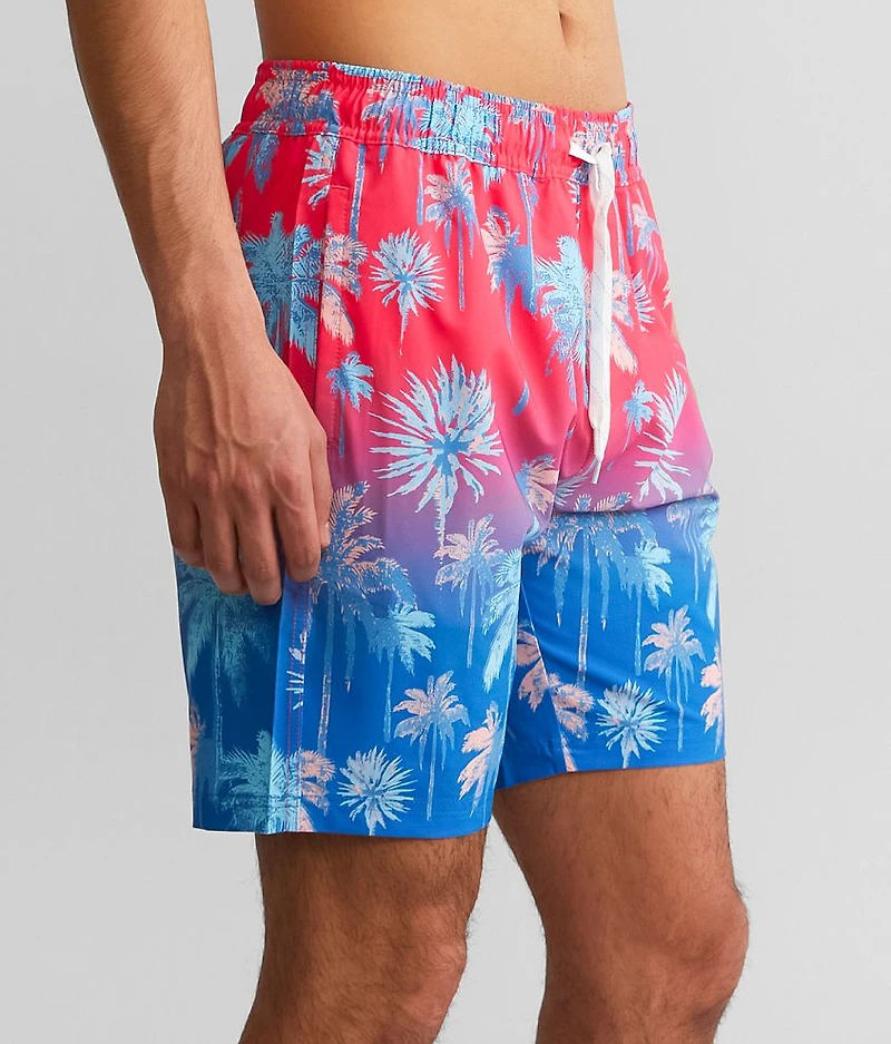 Tropical Print Stretch Swim Trunks