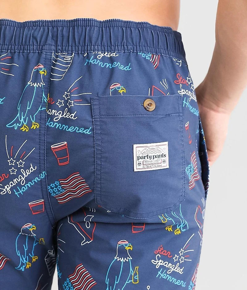 Star Spangle Hammered Stretch Swim Trunks