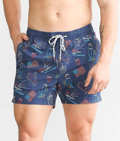 Star Spangle Hammered Stretch Swim Trunks