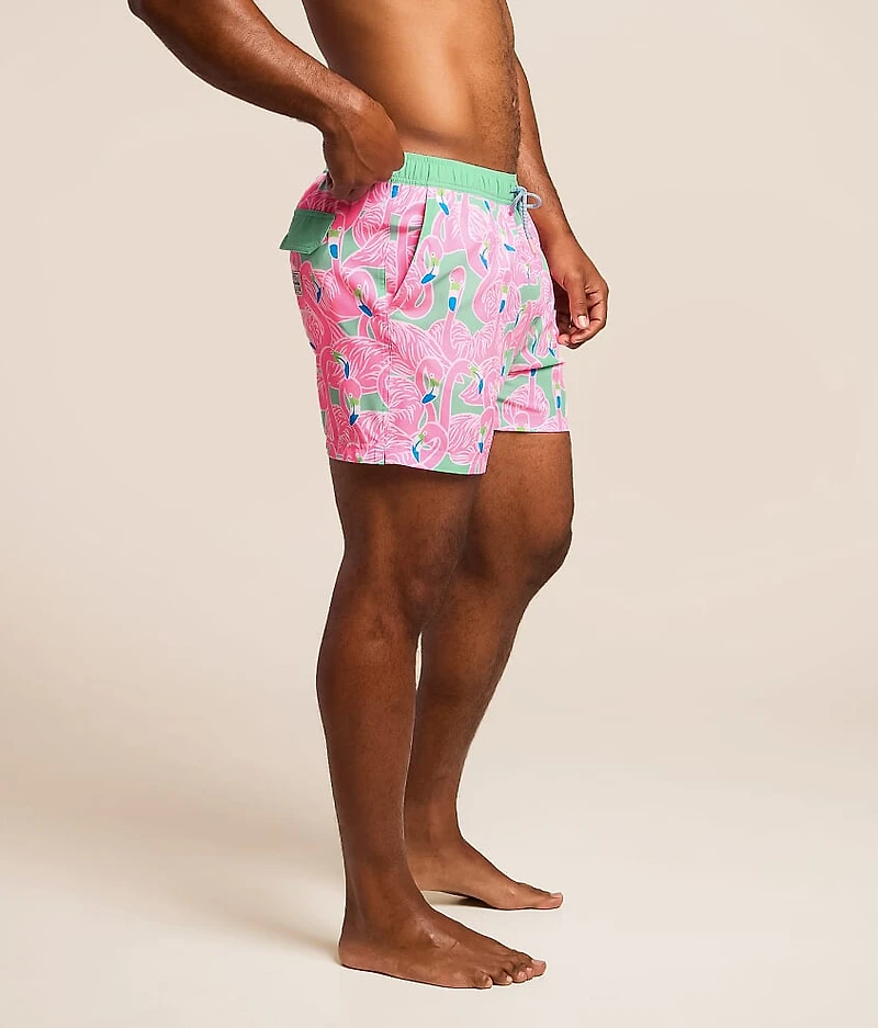 Flockin Aye Happy Stretch Swim Trunks