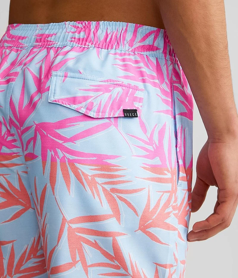 Tropical Neon Stretch Swim Trunks
